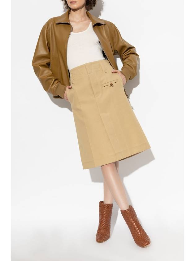 Bottega Veneta Pocket H-Line Skirt Beige