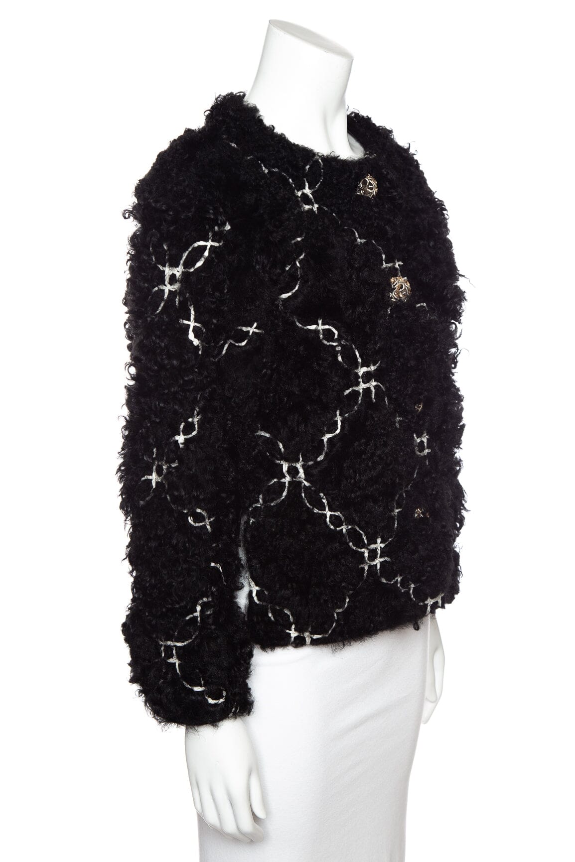 Chanel Black Shearling Jacket SZ 36