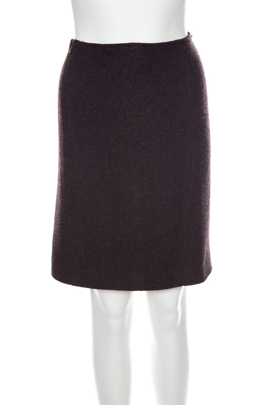Chanel Vintage 1996 Autumn Brown Tweed Skirt SZ 42