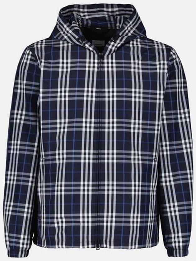 Burberry Check Polyamide Hooded Jacket Navy