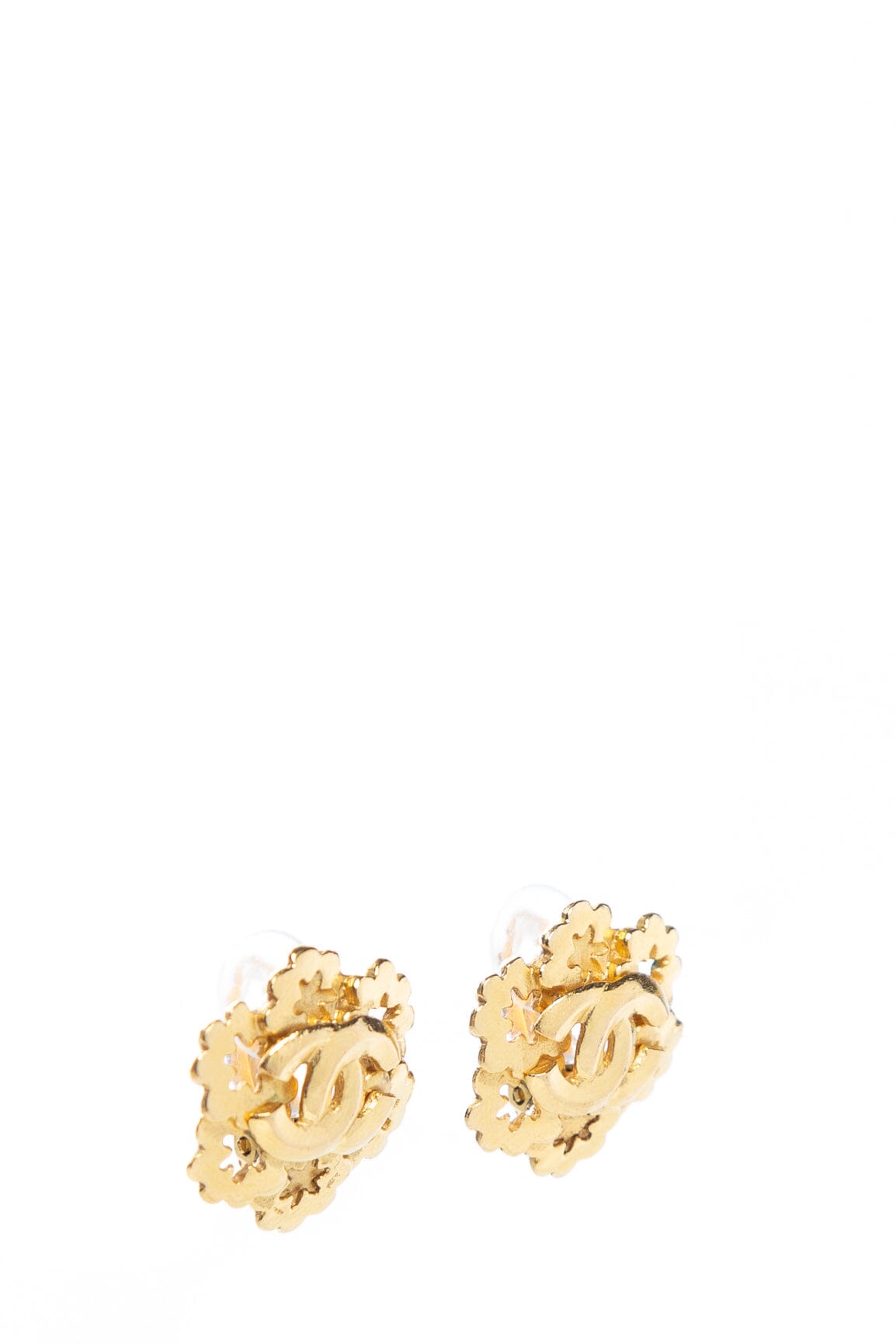 Chanel Vintage 1996 Spring Gold Clip Earrings