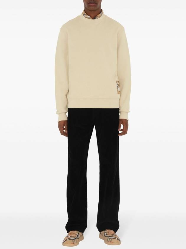Burberry Check Label Cotton Sweatshirt Nutmeg