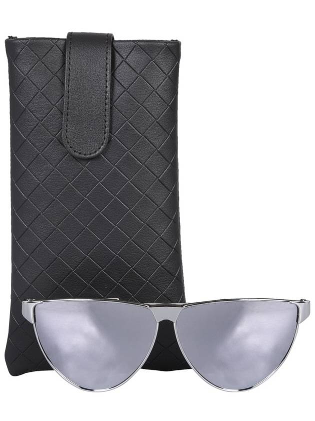 Bottega Veneta Eyewear BV1070S 004 Metallic Round Frame Sunglasses Silver