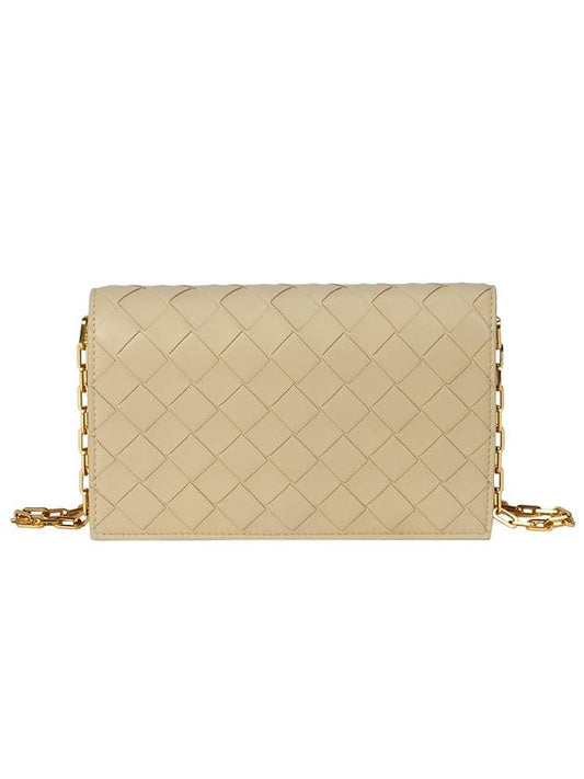 Bottega Veneta Intrecciato Chain Leather Mini Cross Bag Beige