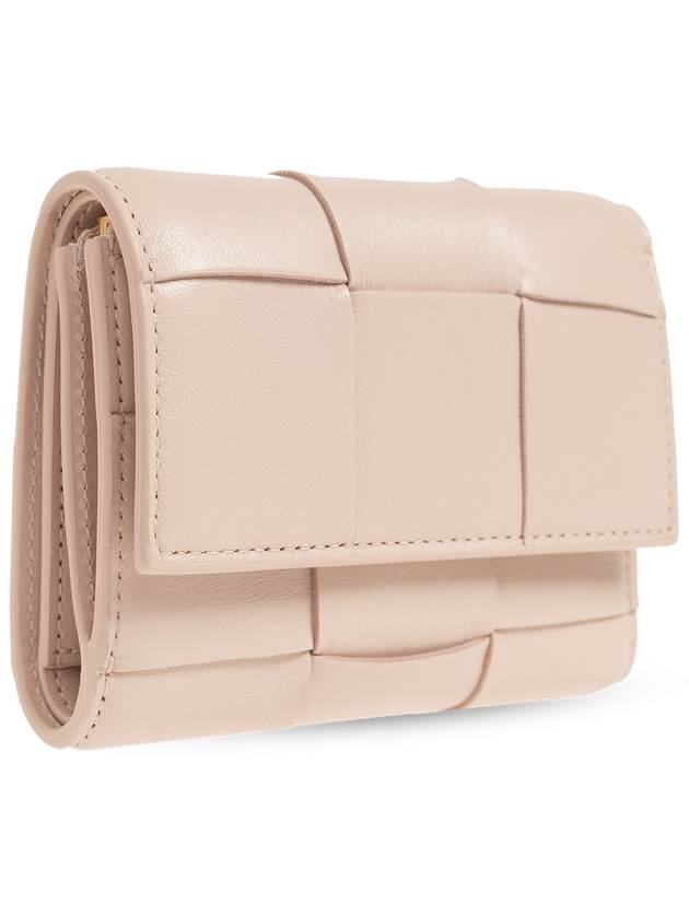 Bottega Veneta Cassette Tri-Fold Zipper Half Wallet Pink