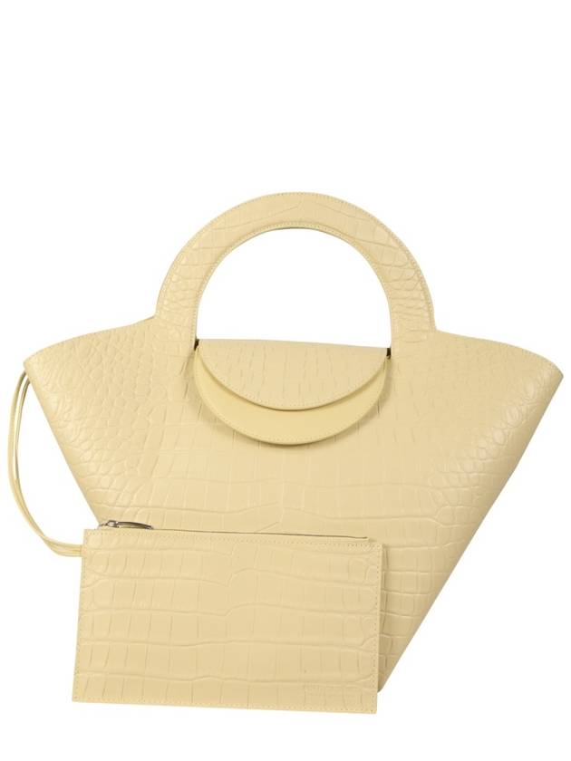 Bottega Veneta Stone Crocodile Embossed Basket Tote Bag Sand