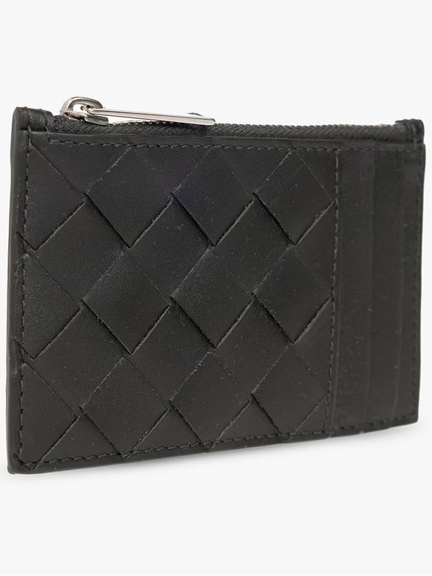 Bottega Veneta Intrecciato Zipper Card Wallet Dark Green