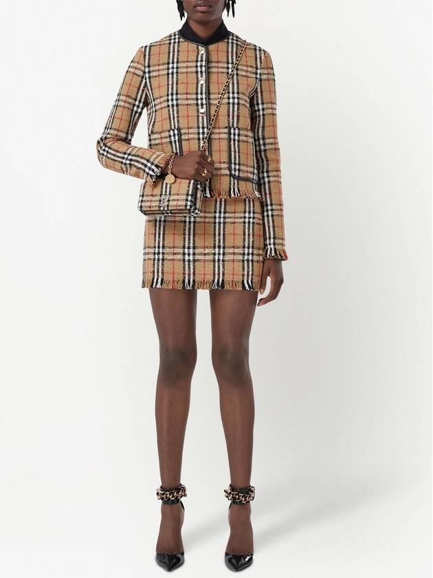 Burberry TB Logo Check Bouclé Mini Lola Cross Bag Beige