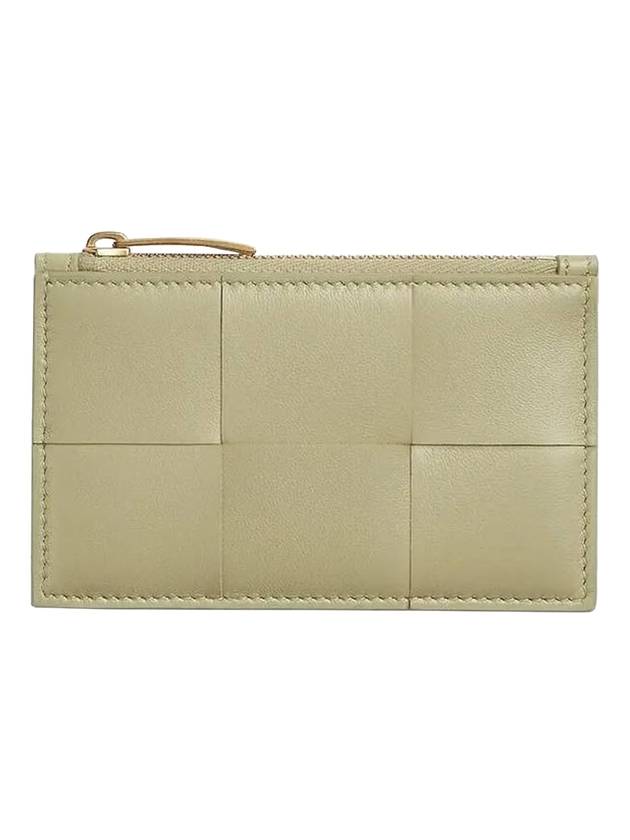 Bottega Veneta Intrecciato Zipper Card Wallet Travertine