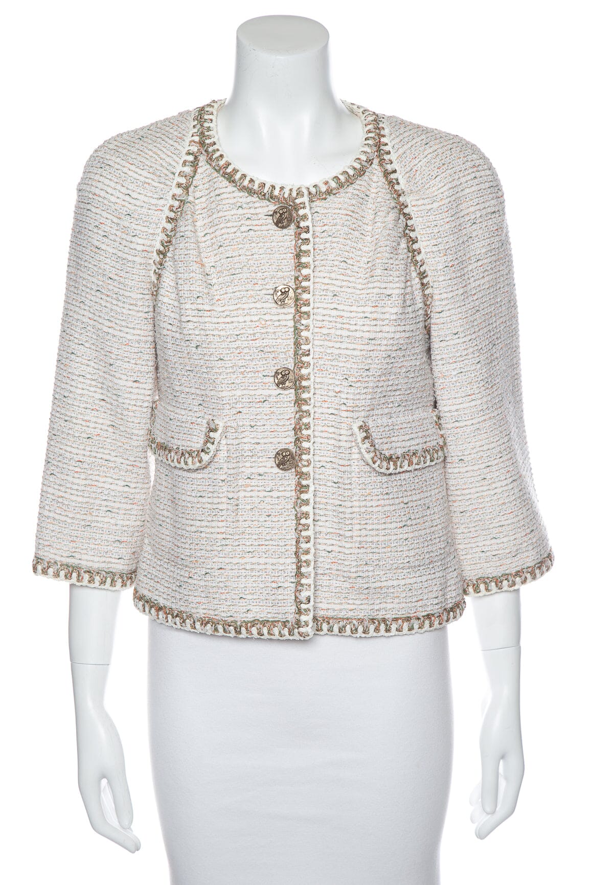 Chanel 2018 Paris- Greece Cream and Multi Color Tweed Jacket SZ 38