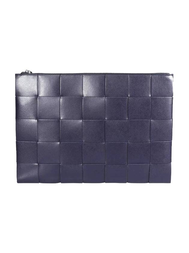 Bottega Veneta Intrecciato Strap Clutch Dark Navy