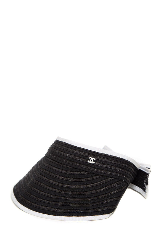 Chanel Black Interlocking CC Logo Visor Hat SZ S