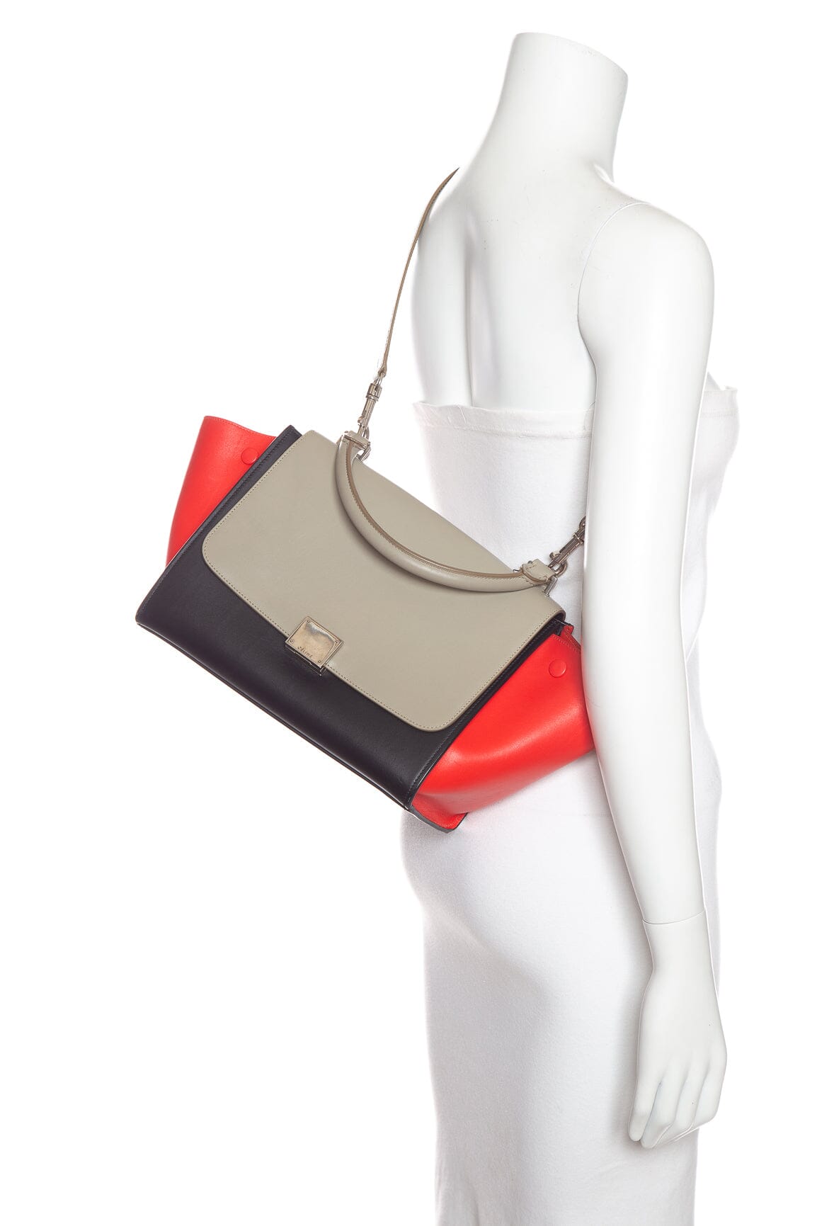 Celine Tri Color Leather Trapeze Handbag