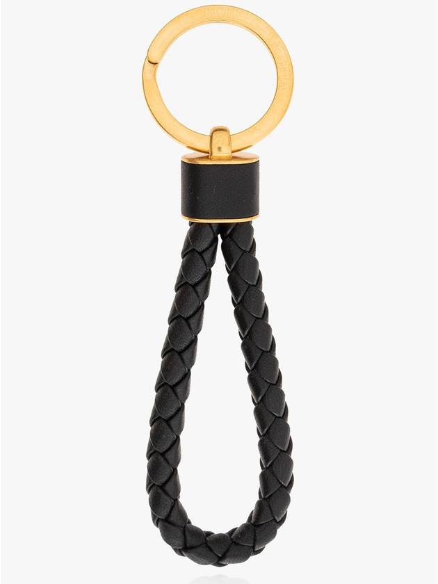 Bottega Veneta Intrecciato Lambskin Key Holder Black