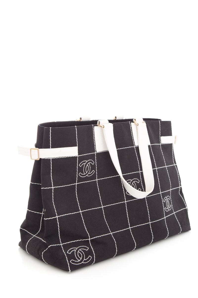 Chanel CC Canvas Black Quilt Large Tote