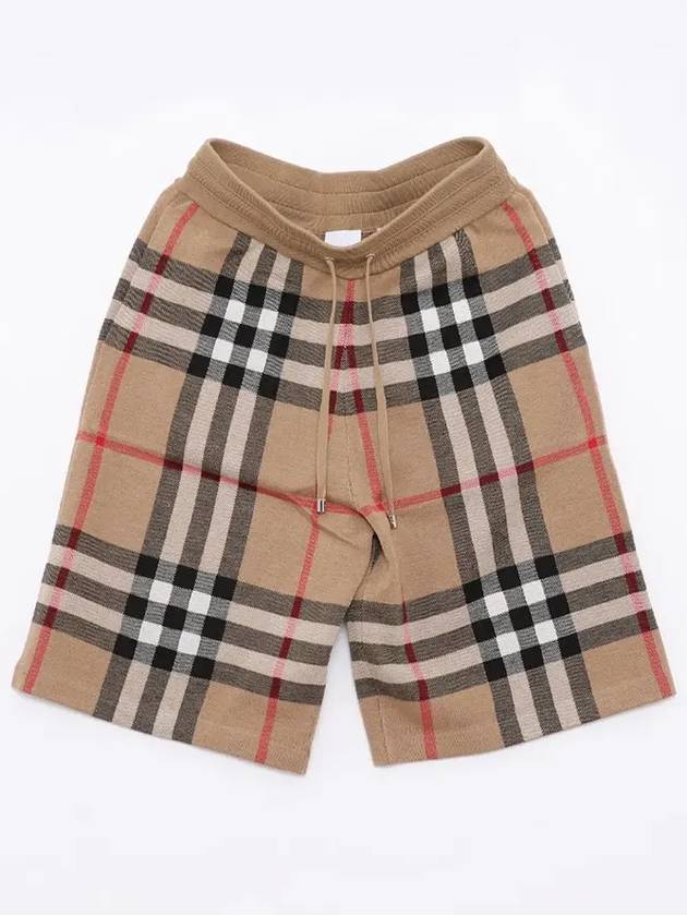 Burberry Jacquard Check Pattern Silk Wool Banding Shorts Beige