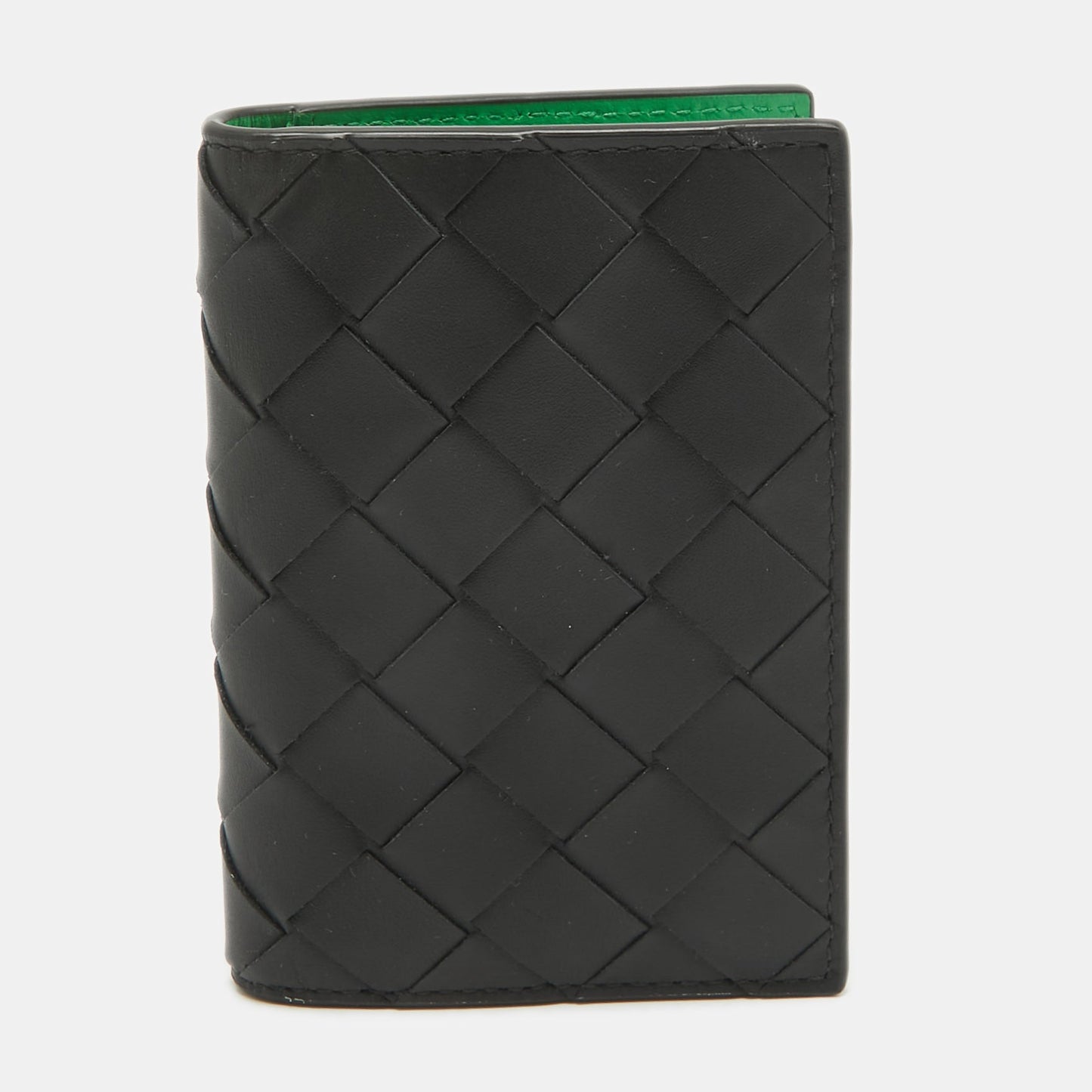 Bottega Veneta Black Intrecciato Leather Card Holder