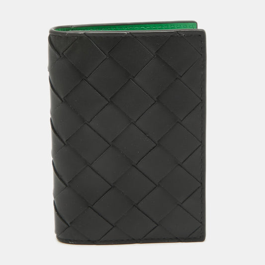 Bottega Veneta Black Intrecciato Leather Card Holder
