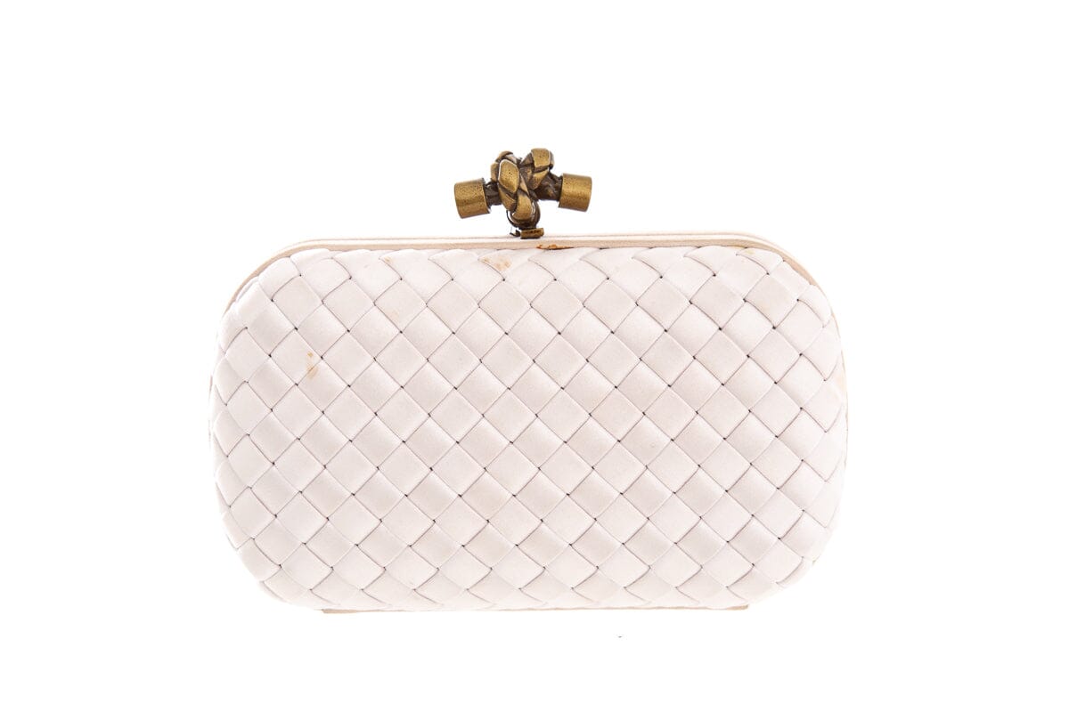 Bottega Veneta Blush Intrecciato Satin Clutch