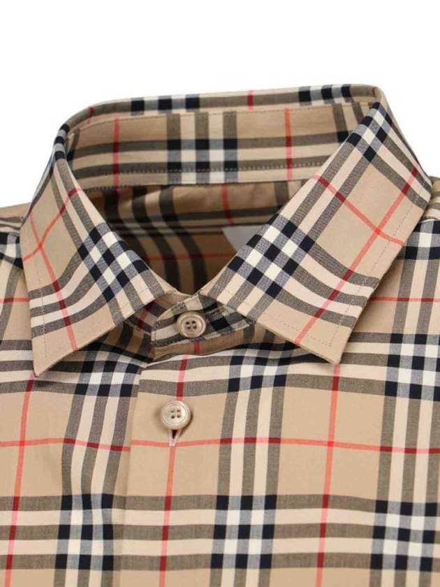 Burberry Vintage Check Pattern Long Sleeve Shirt Beige