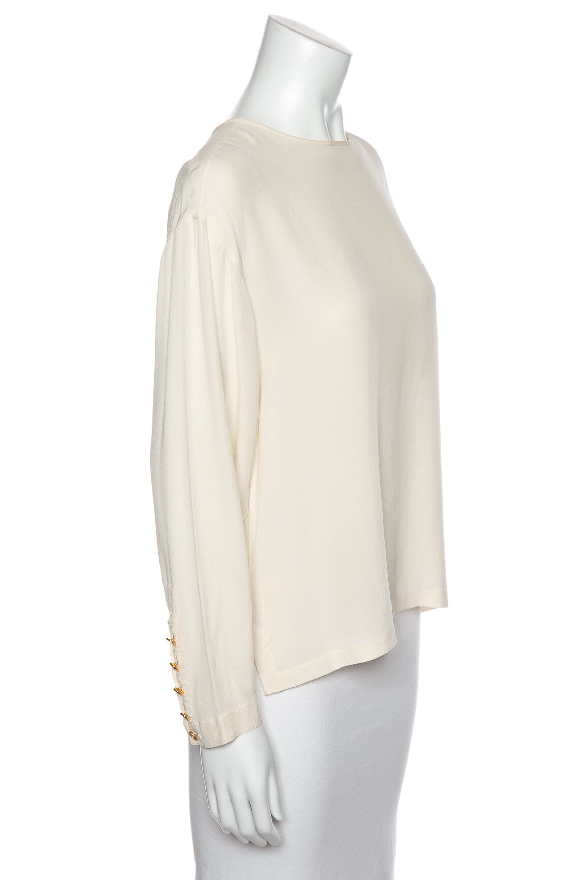 Chanel Cream Silk Long Sleeve Blouse SZ N/A