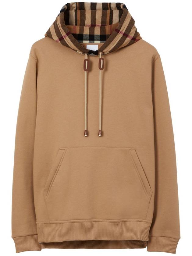 Burberry Check Cotton Blend Hoodie Camel Beige