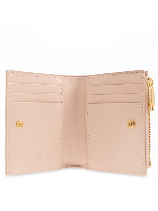 Bottega Veneta Cassette Zipper Bifold Half Wallet Light Pink