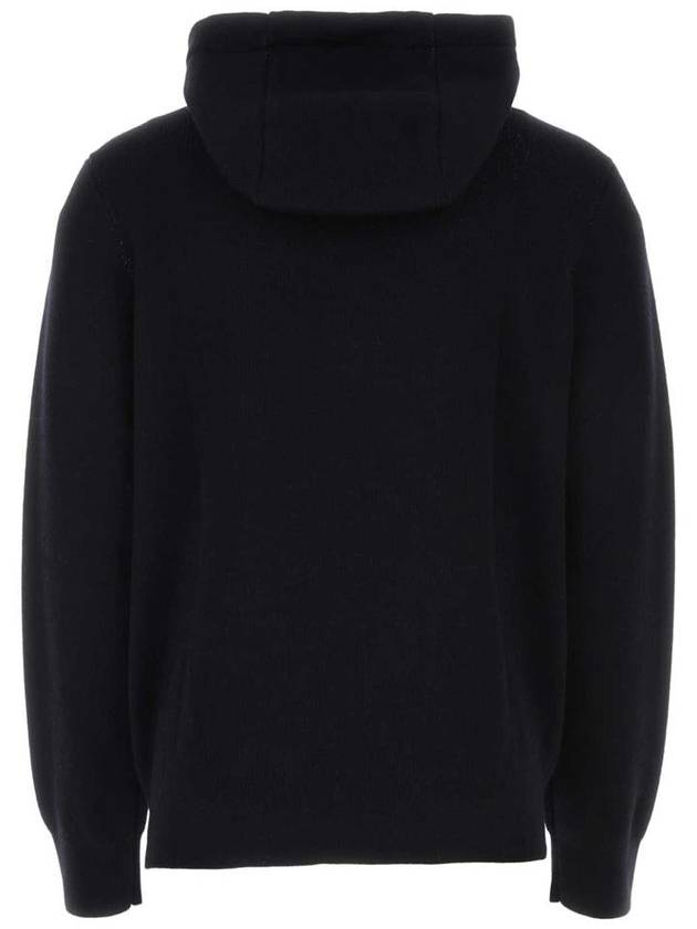 Burberry Men's Logo Intarsia Wool Cotton Hooded Cole Blue