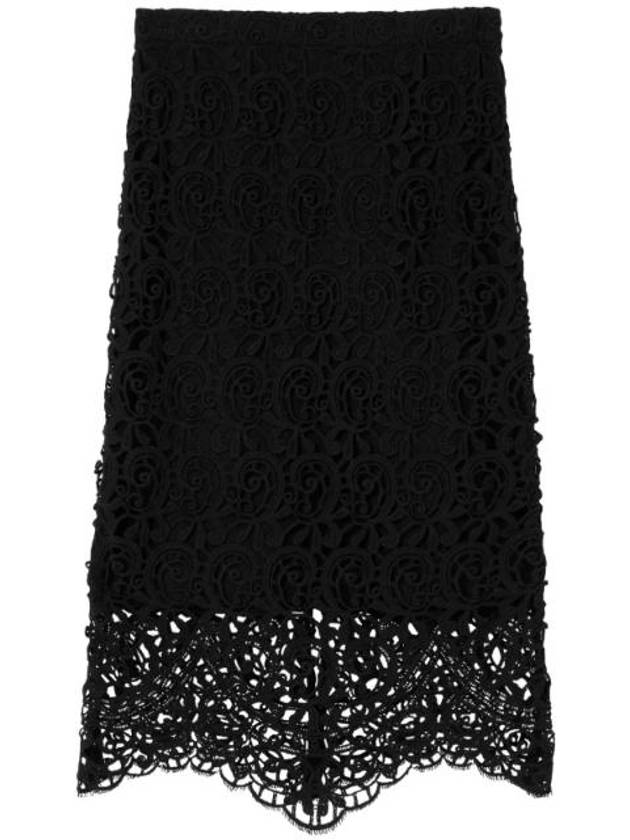 Burberry Women's Macrame Lace Pencil Skirt Black