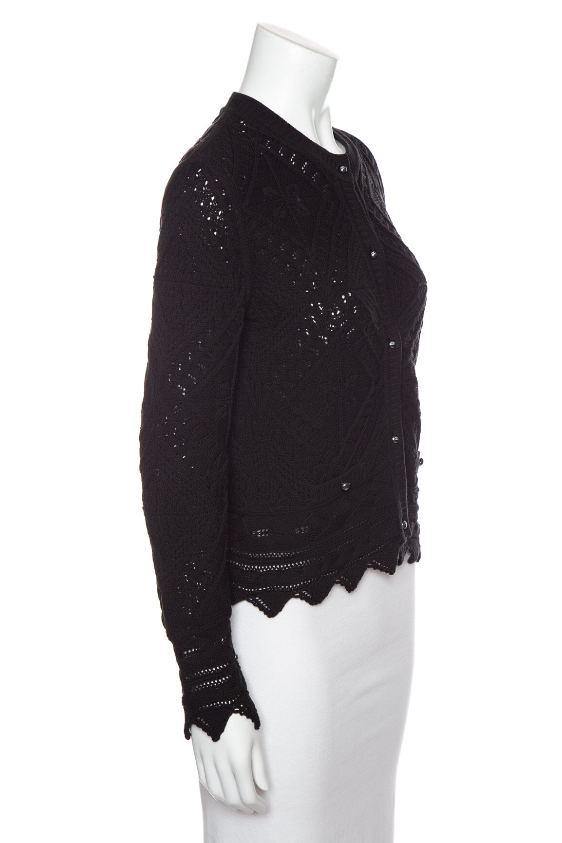 Chanel S/S 2004 Black Cable Knit Cardigan SZ 38