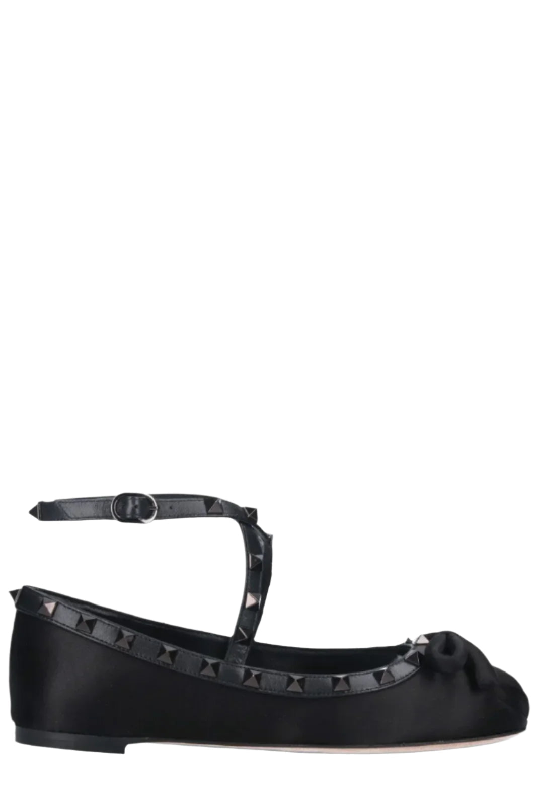 Valentino Garavani Rockstud Bow Detailed Ballerina Shoes Black