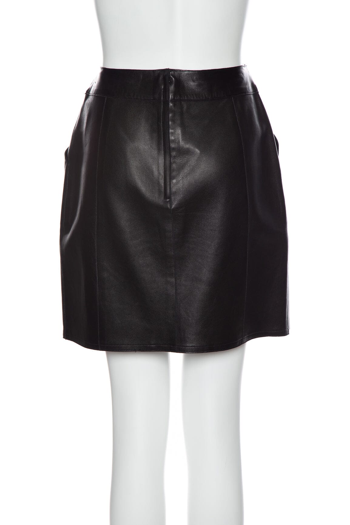 Chanel Black Leather Skirt SZ 42