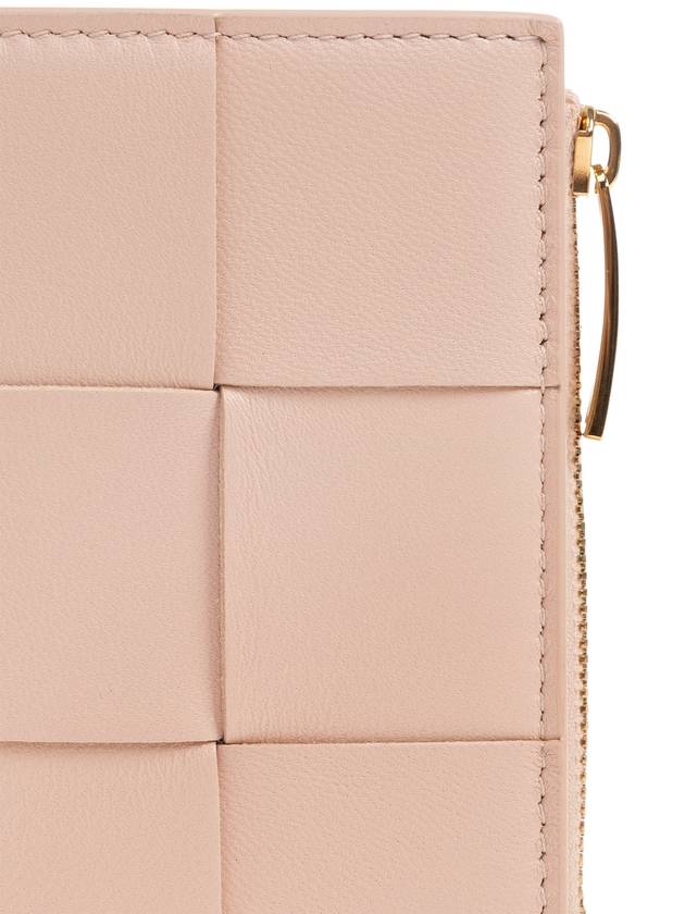 Bottega Veneta Cassette Zipper Bifold Half Wallet Light Pink