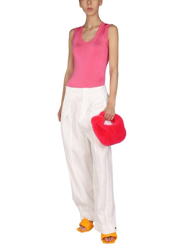 Bottega Veneta Women's Compact Cotton Wide Pants White