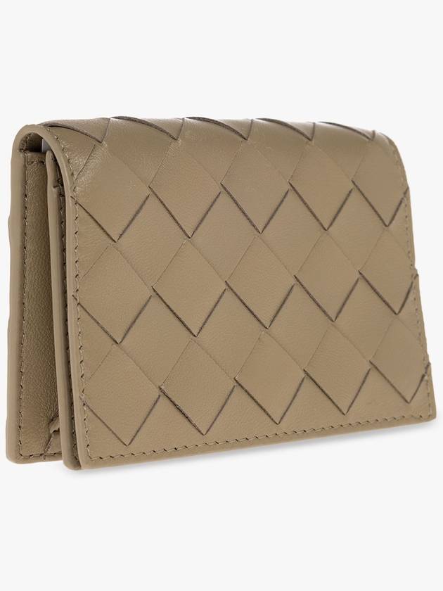 Bottega Veneta Intrecciato Flap Business Card Wallet Taupe