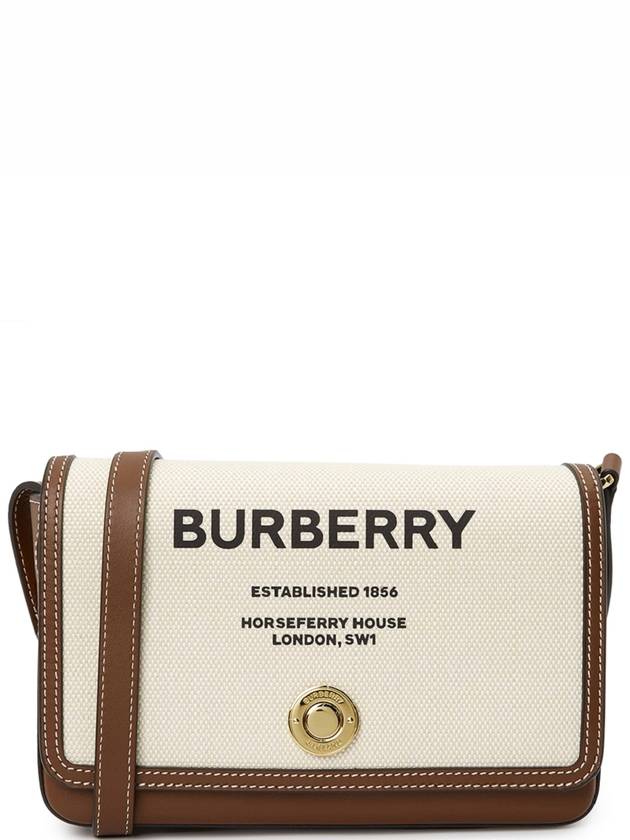 Burberry Buberry Mini Horseferry Print Canvas Leather Note Crossbody Bag Natural Tan