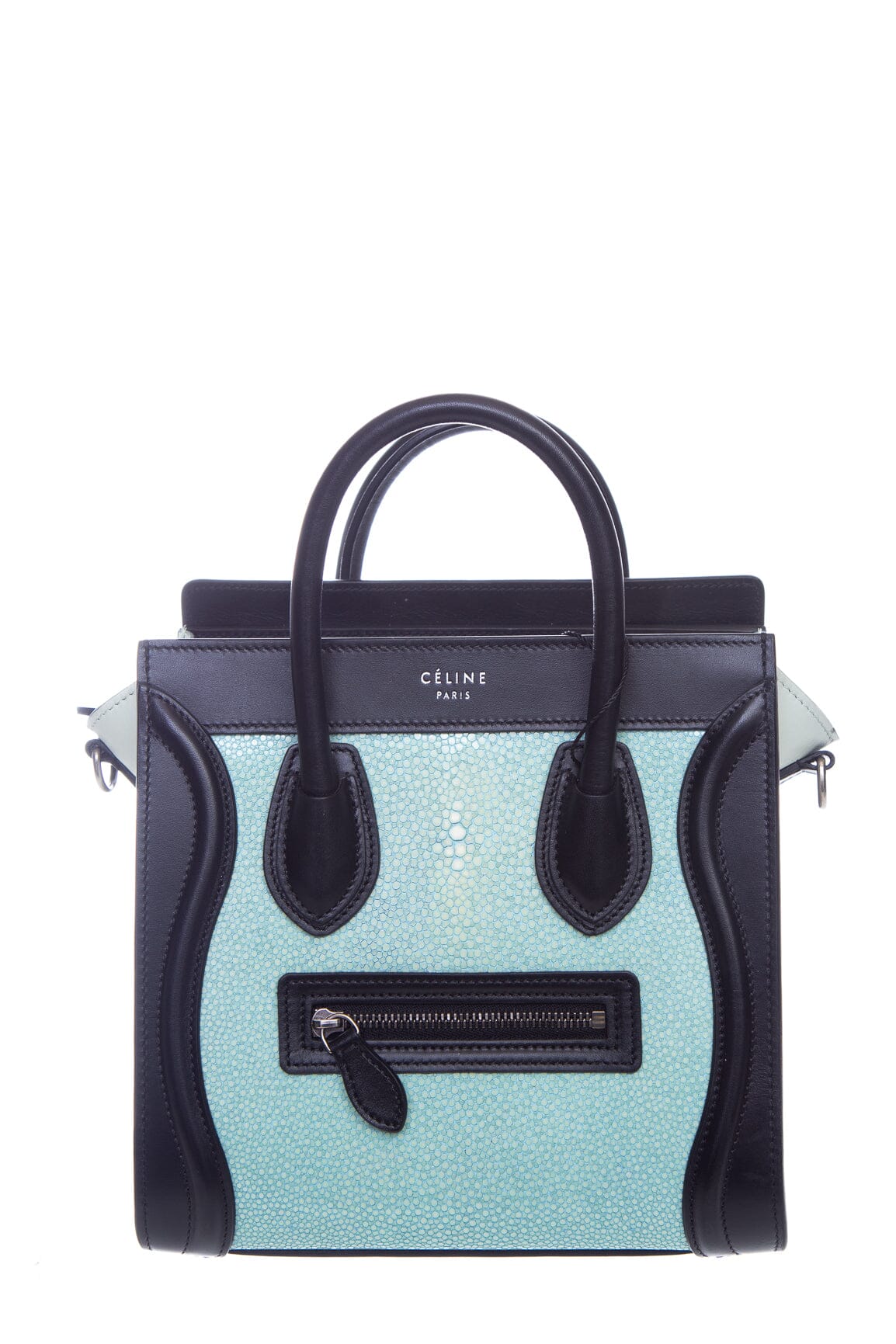 Celine Blue and Black Stingray Nano Luggage Handbag