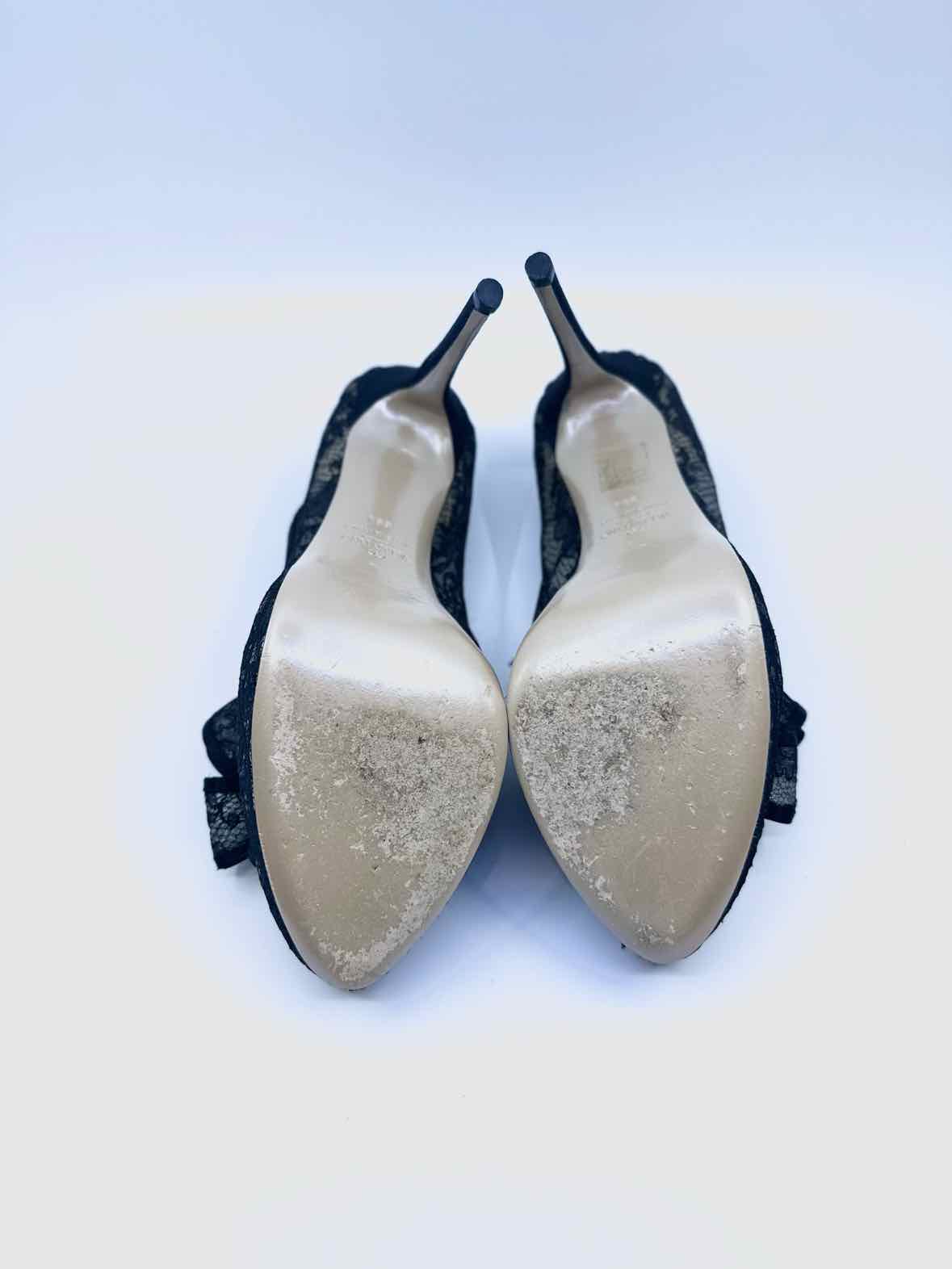 VALENTINO Size 9.5 Black Lace Pumps