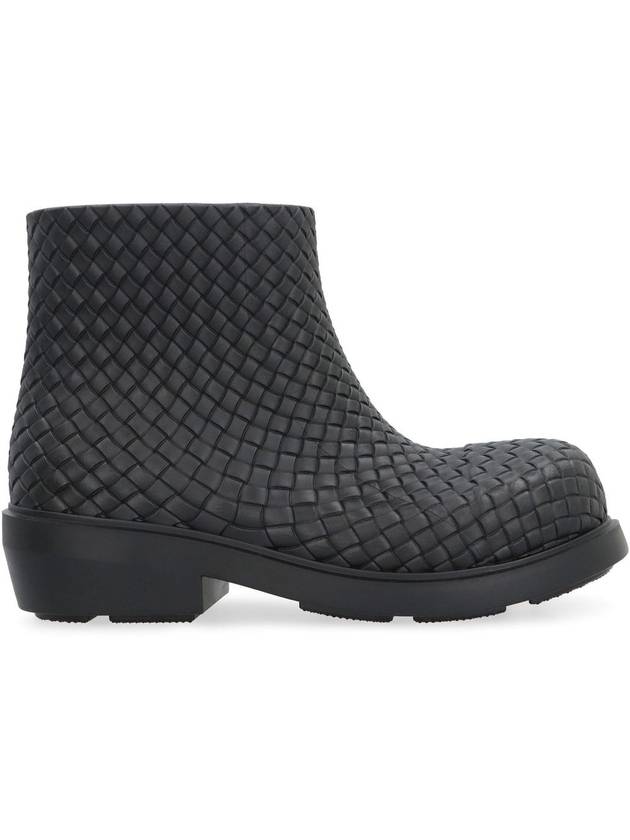Bottega Veneta Fireman Intrecciato Leather Ankle Boots Black