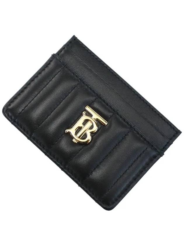 Burberry Quilted Leather Lola Card Case Black Light Gold