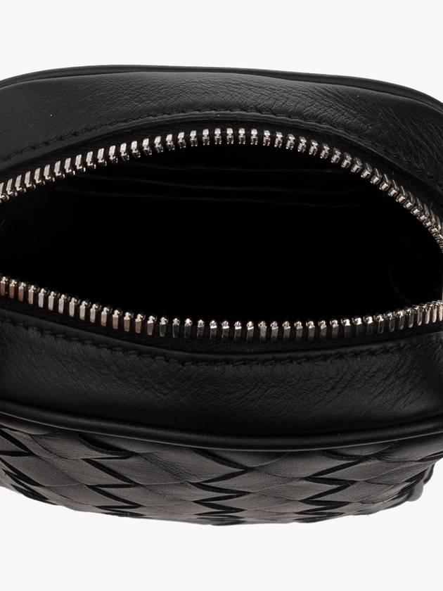 Bottega Veneta Intrecciato Zipper Leather Mini Cross Bag Black