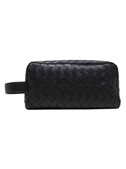 Bottega Veneta Intrecciato Travel Pouch Bag Black