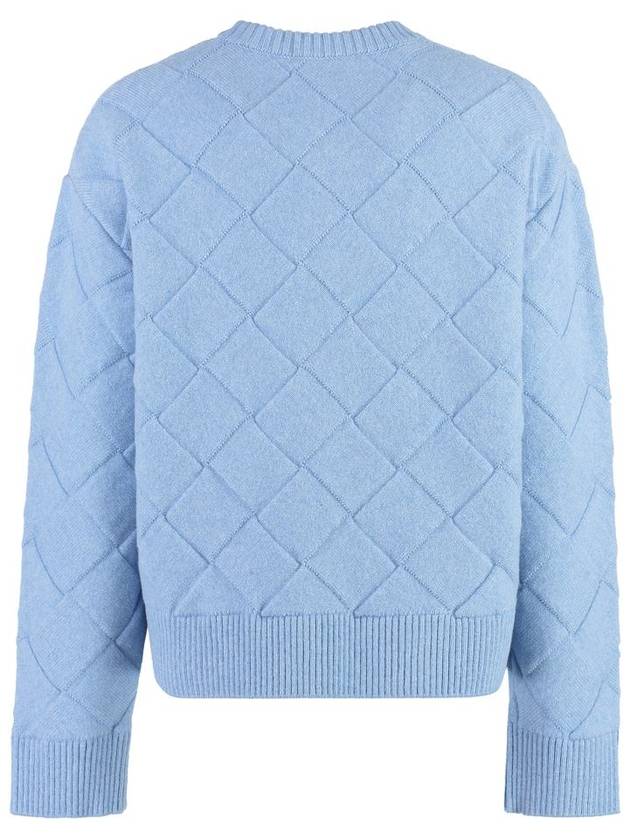 Bottega Veneta Intrecciato Wool Knit Top Light Blue