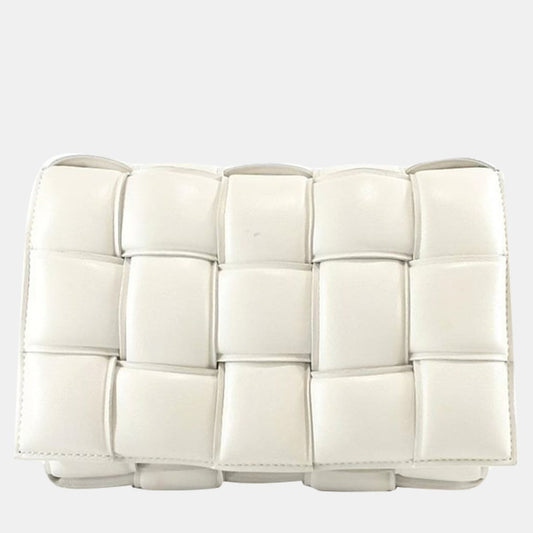 Bottega Veneta White Padded Leather Cassette Shoulder Bag