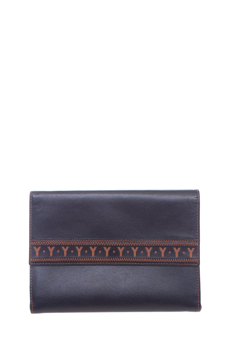 Saint Laurent Vintage  Black and Brown Stitch Leather Wallet