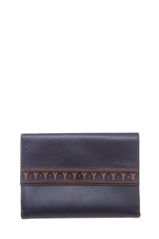 Saint Laurent Vintage  Black and Brown Stitch Leather Wallet