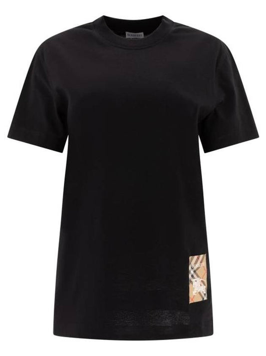Burberry Check Label Cotton Short Sleeve T-Shirt Black