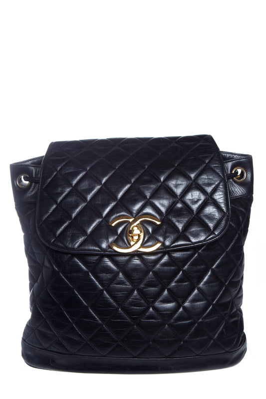 Chanel Vintage 1989/91 Black Quilted Backpack