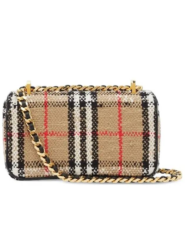 Burberry TB Logo Check Bouclé Mini Lola Cross Bag Beige