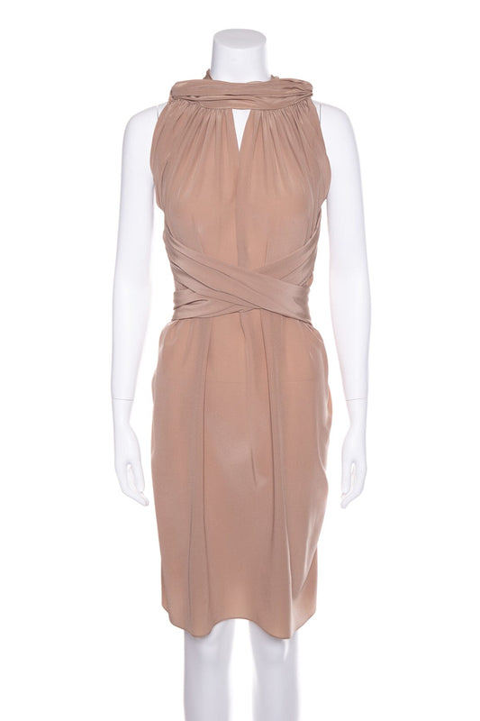 Yves Saint Laurent Taupe Silk Dress SZ N/A